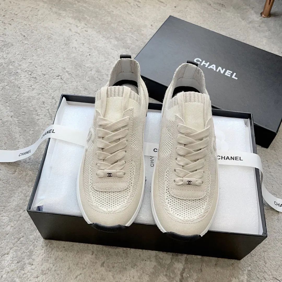 シャネル「Chanel」23B メッシュスニーカー レザートリム