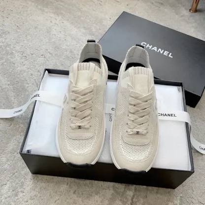 シャネル「Chanel」23B メッシュスニーカー レザートリム