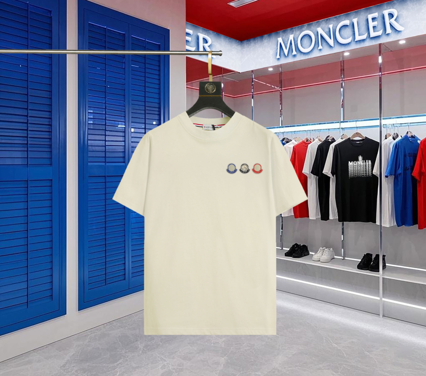 【ワンフォーワン】モンクレール「Moncler」ロゴエンブロイダリー クルーネックTシャツ【在庫僅少】