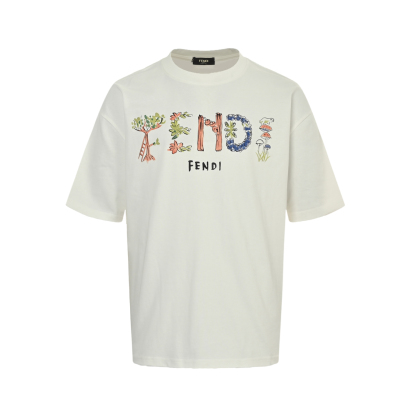 フェンディ「Fendi」 2025SS フラワー&レターロゴ プリント ショートスリーブTシャツ