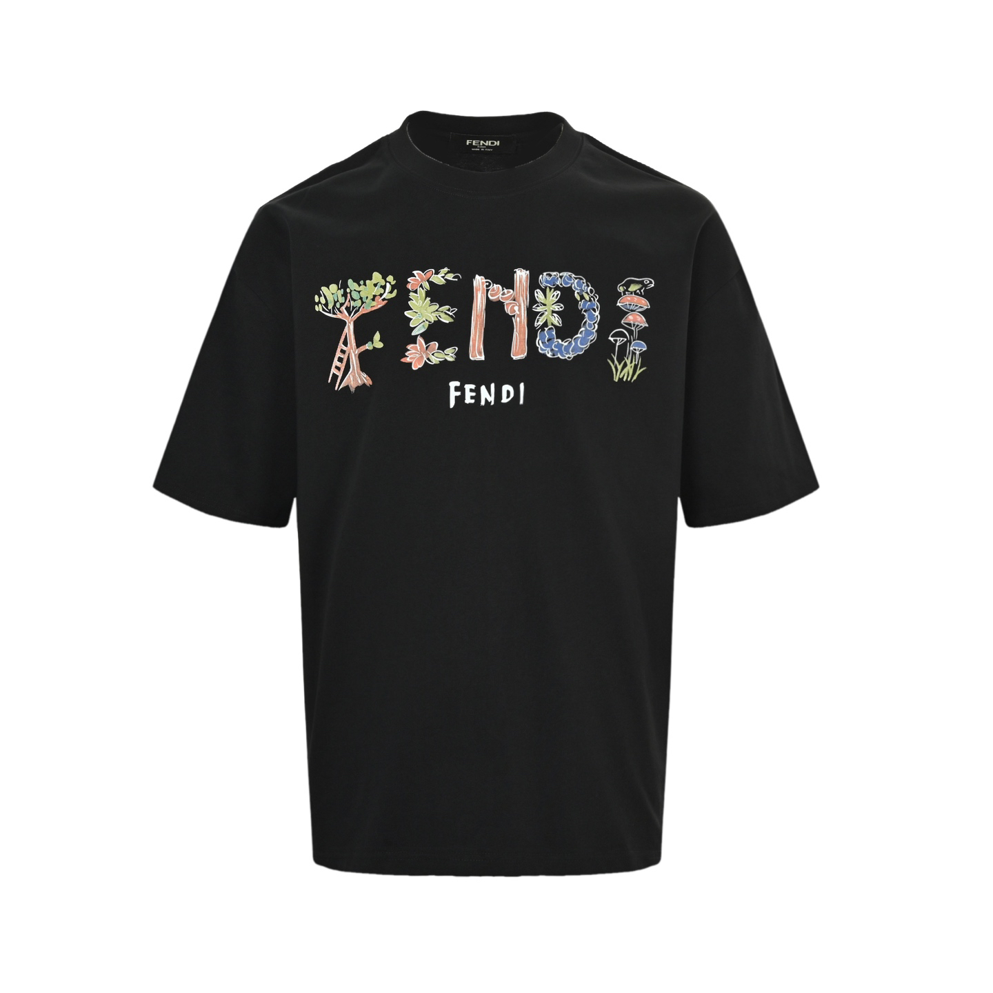 フェンディ「Fendi」 2025SS フラワー&レターロゴ プリント ショートスリーブTシャツ