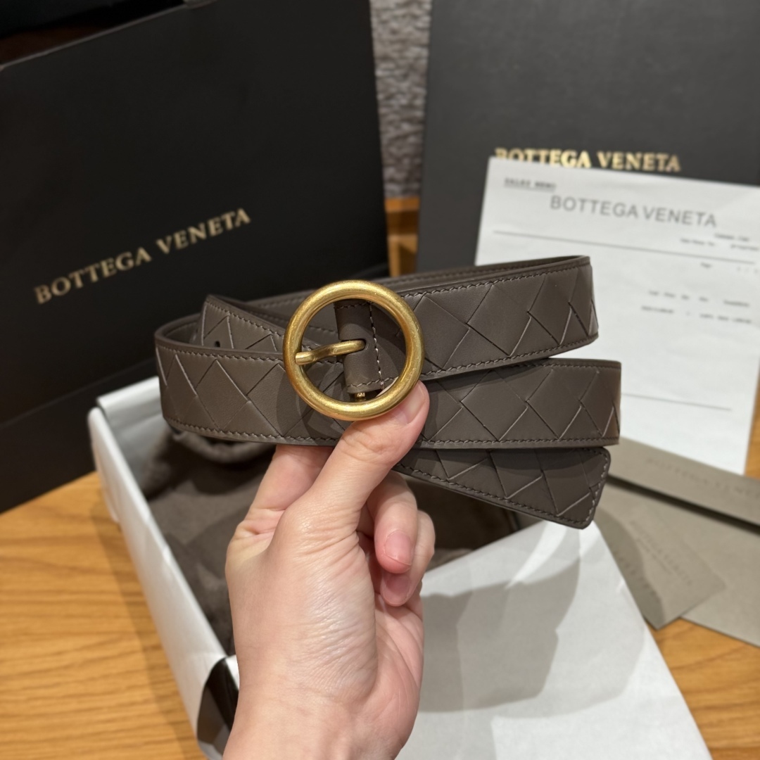 ボッテガ ヴェネタ「Bottega Veneta」イントレチャート リング バックル ベルト100CM