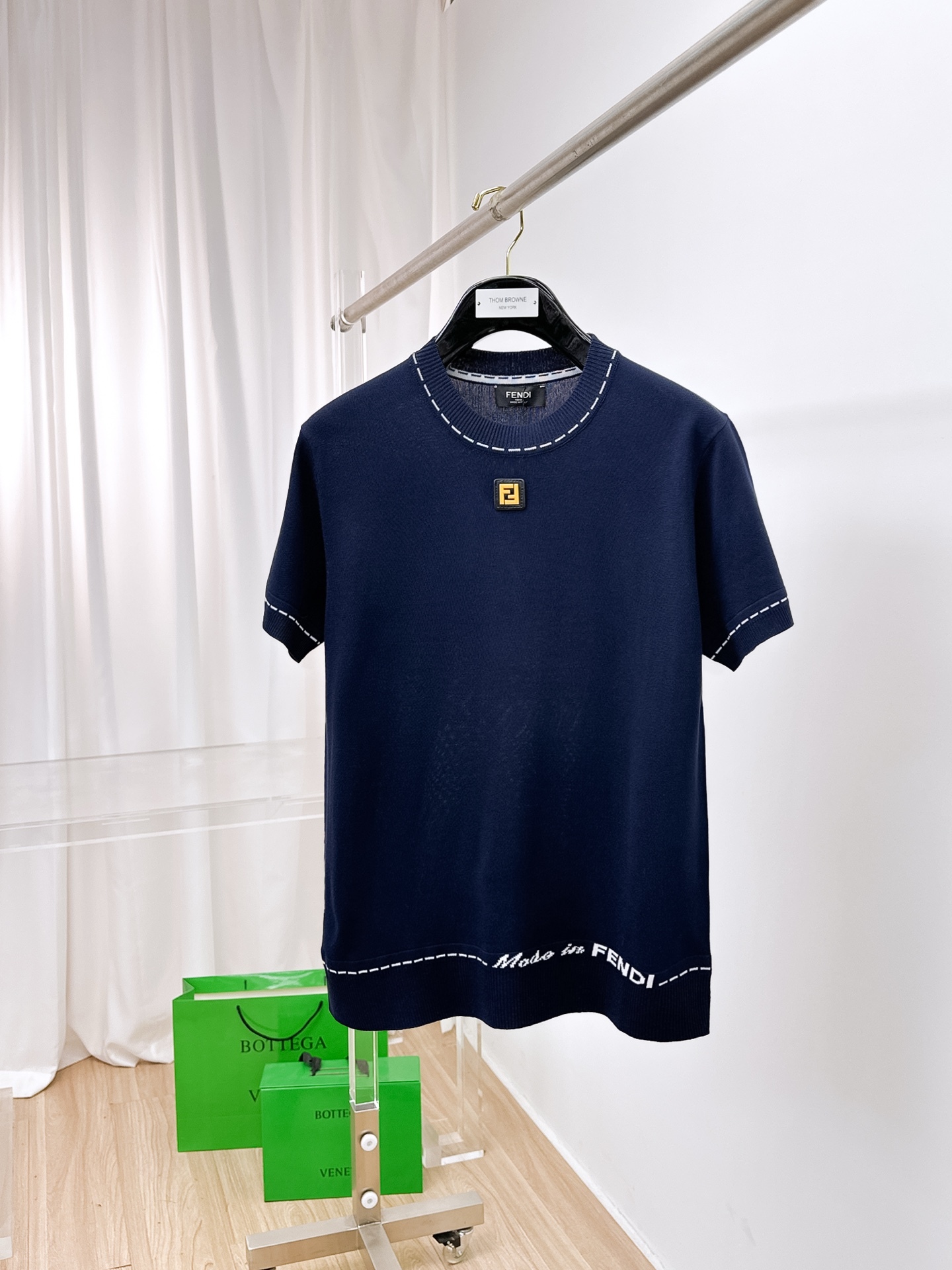 フェンディ「Fendi」2025SS メンズ プレミアムニット ショートスリーブTシャツ