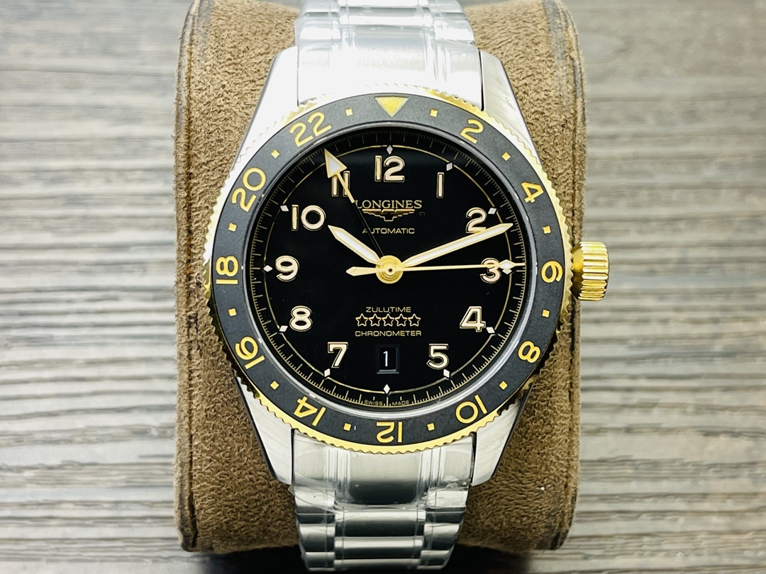 ロンジン「Longines」 スピリット ズールータイム "ゴールドアクセント" メンズウォッチ42mm