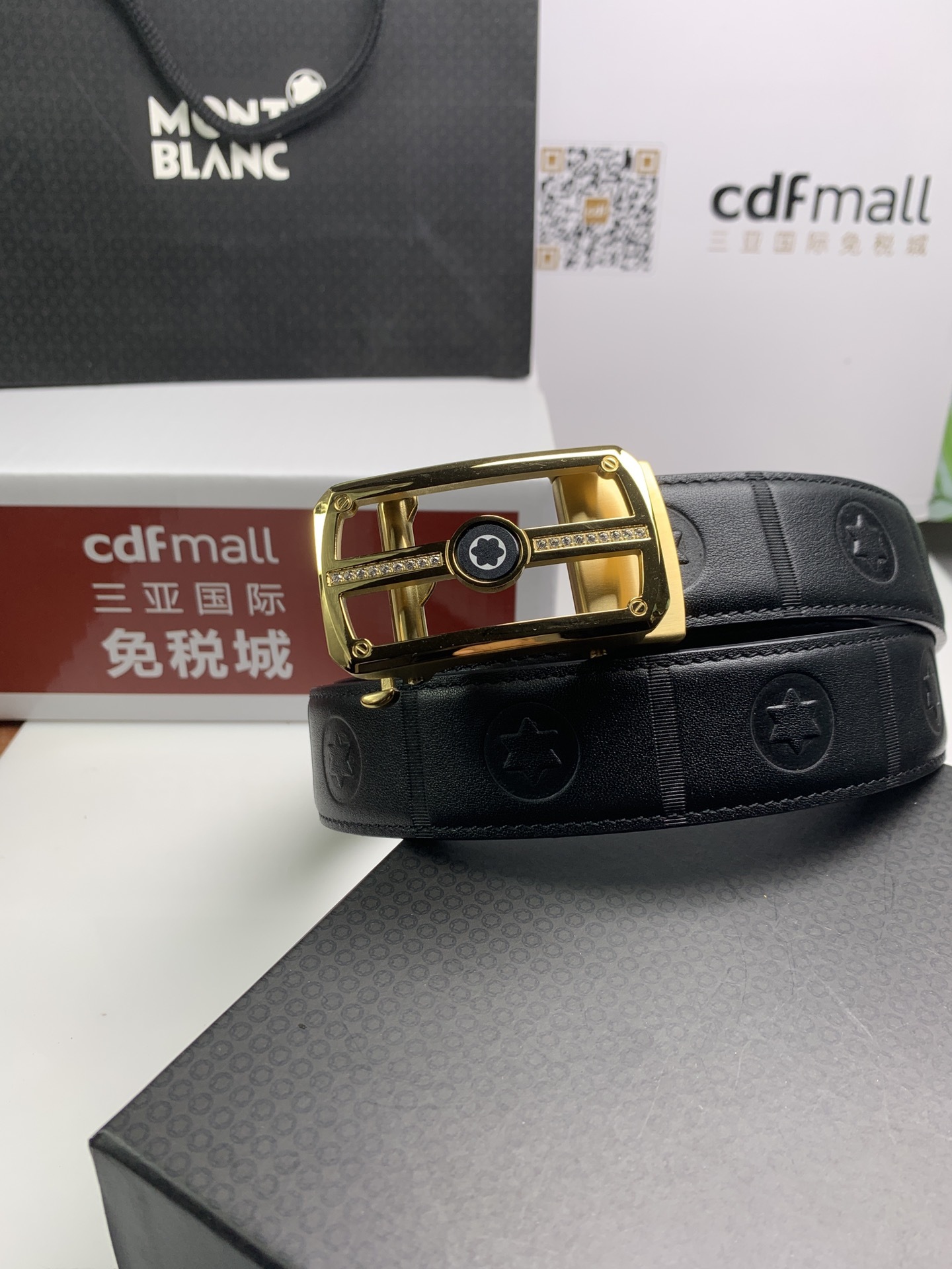 モンブラン「Montblanc」 クラシックコレクション プレミアムエンボスレザー ベルト100cm