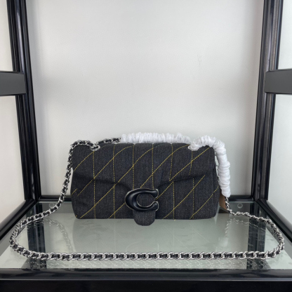 コーチ「Coach」Tabby 20 菱格纹绗缝 デニム チェーンショルダーバッグ