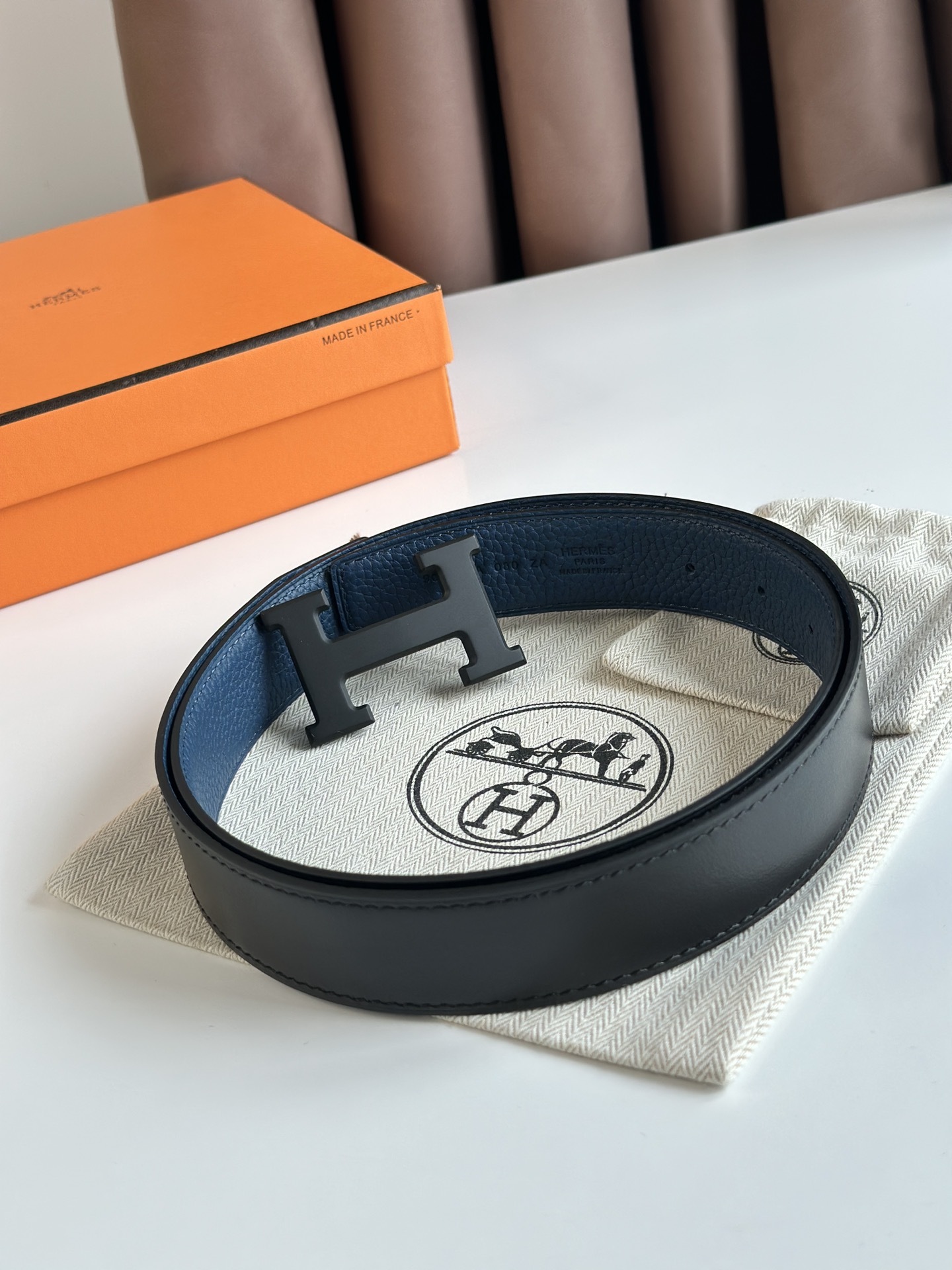 エルメス「Hermès」 鍍パラジウムバックル & Togoレザーベルト100cm