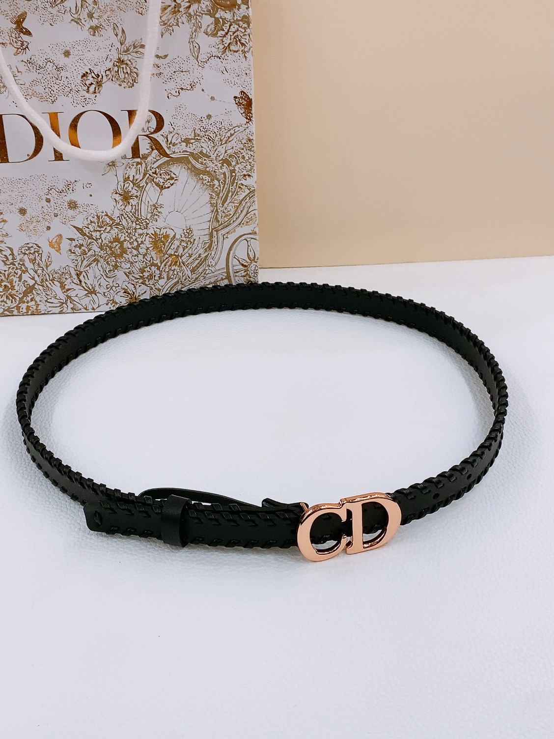 ディオール「Dior」Saddle Belt Montaigne Star レザーベルト100CM