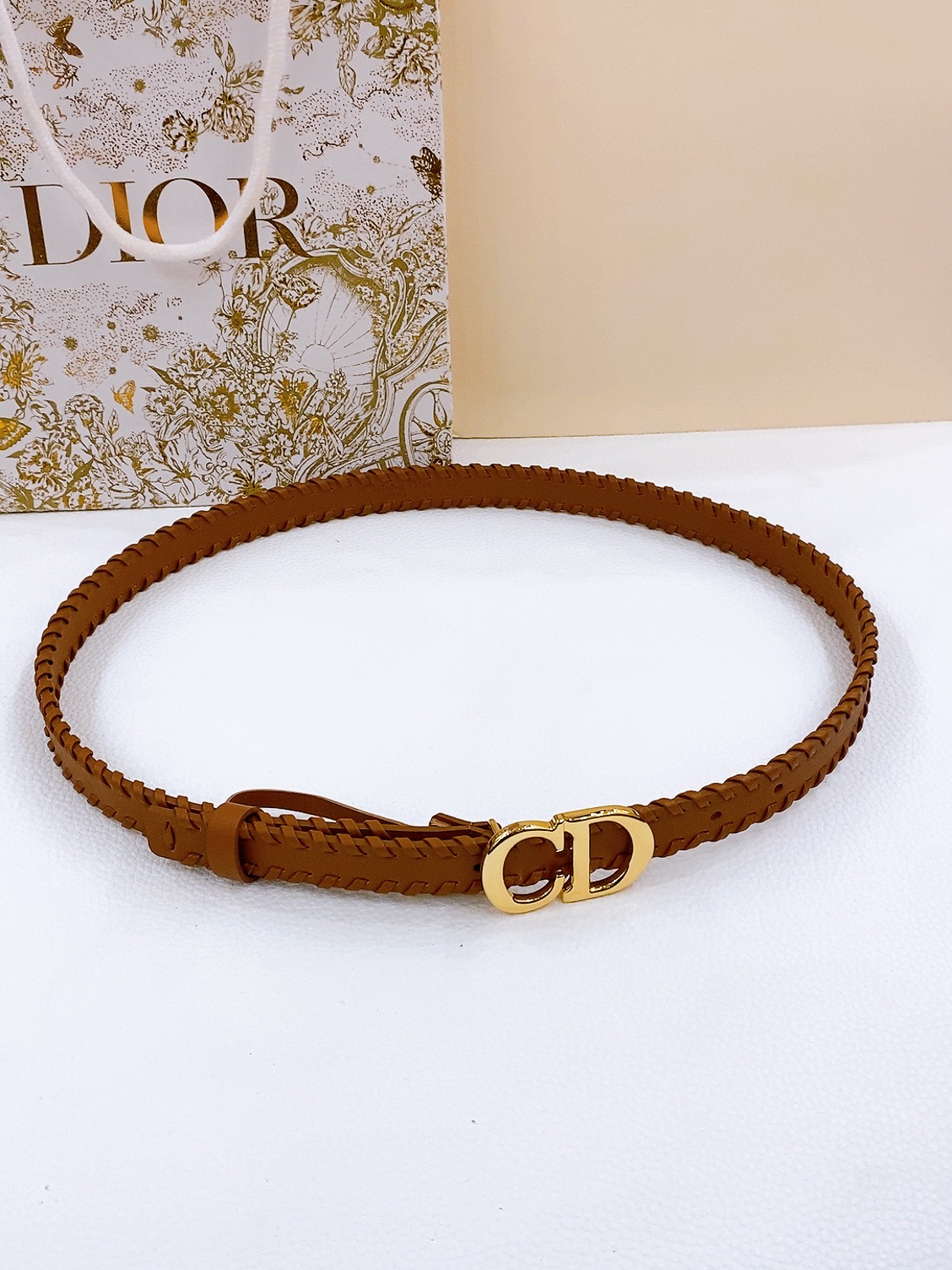 ディオール「Dior」Saddle Belt Montaigne Star レザーベルト100CM