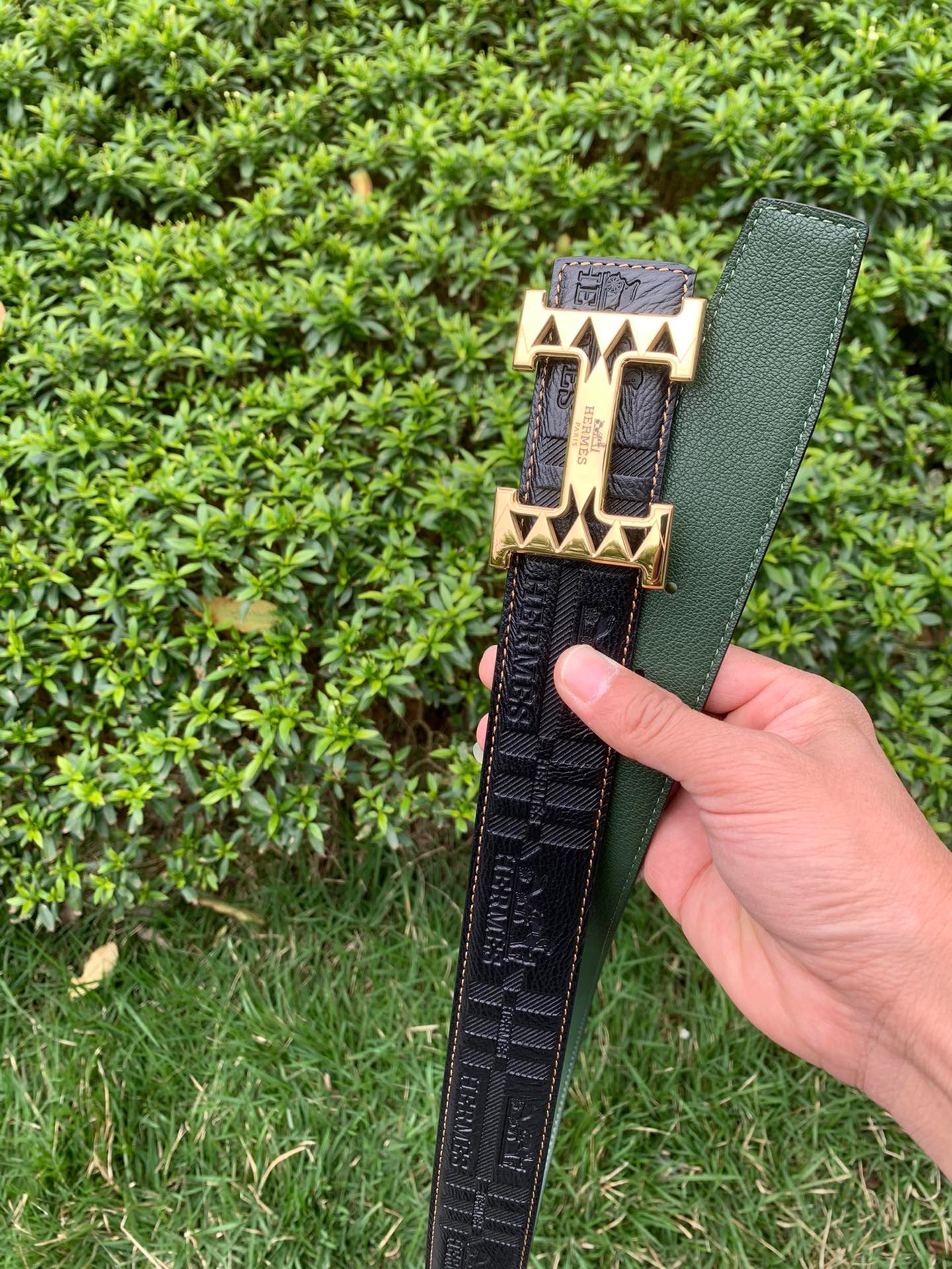 エルメス「Hermès」Jumbo Belt Buckle & ダブルフェイスレザーベルト100cm