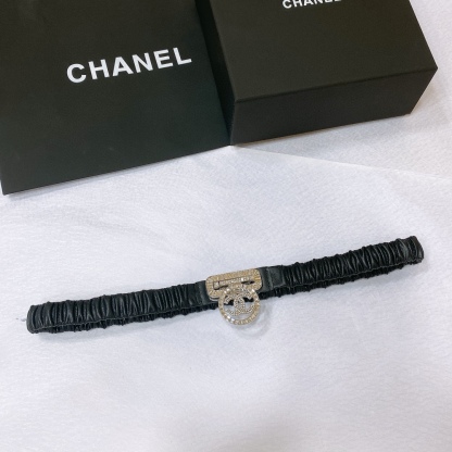 シャネル「Chanel」ワイドバックル レザーベルト ベルト100CM
