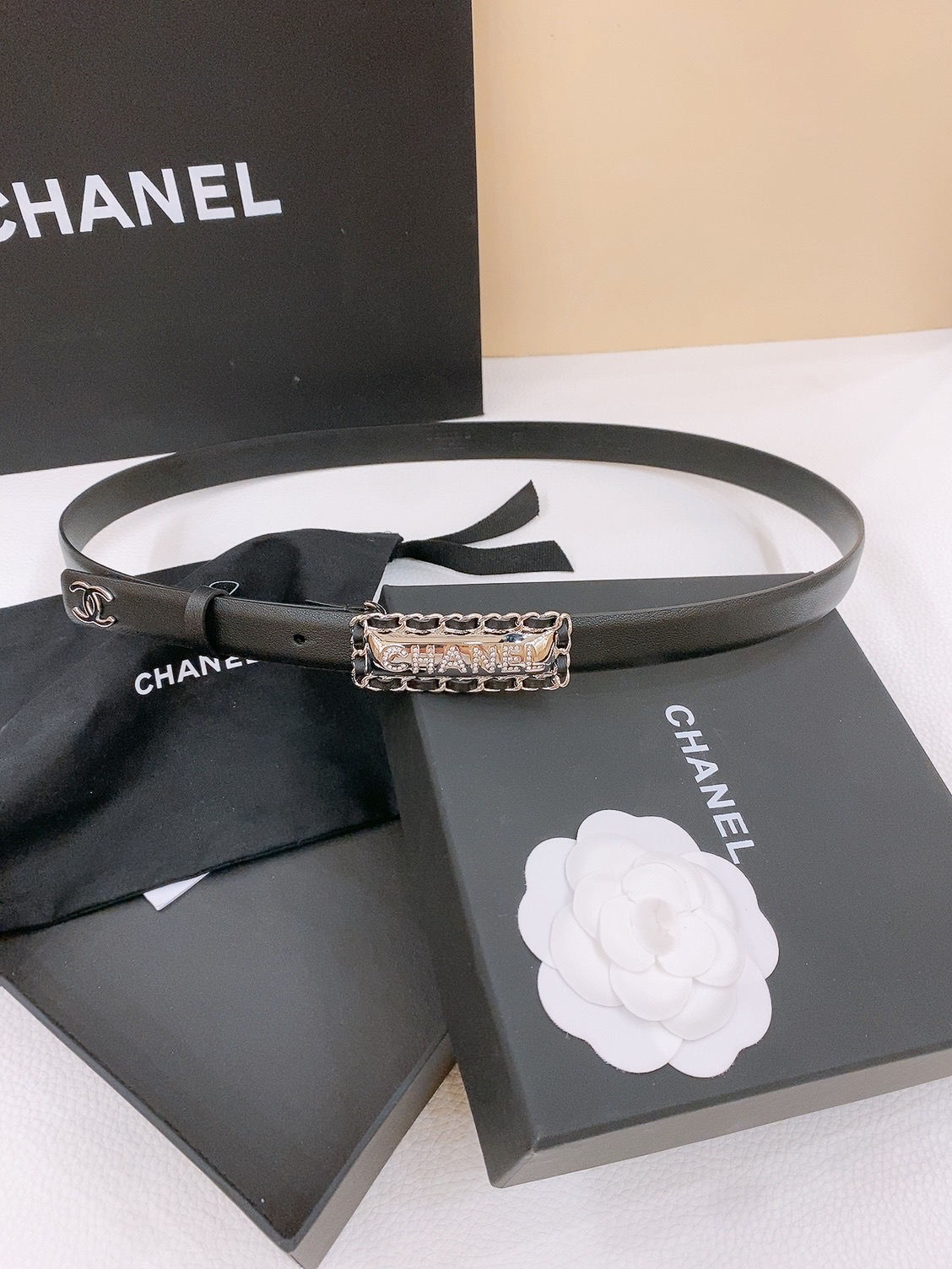 シャネル「Chanel」クラシック ダブルC レザーベルト ベルト100CM