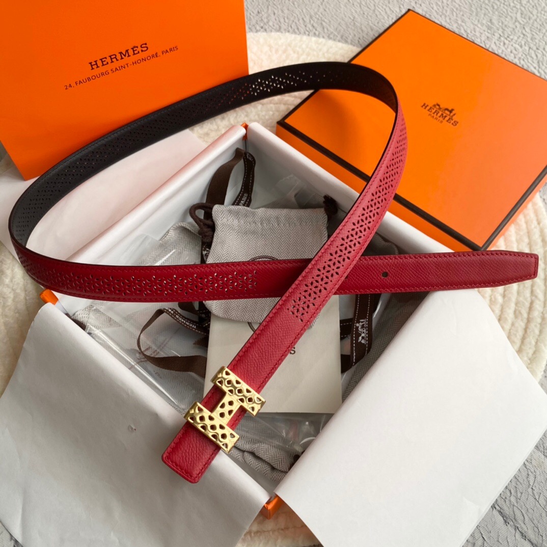 エルメス「Hermès」Jumbo Belt Buckle & ダブルフェイスレザーベルト100cm