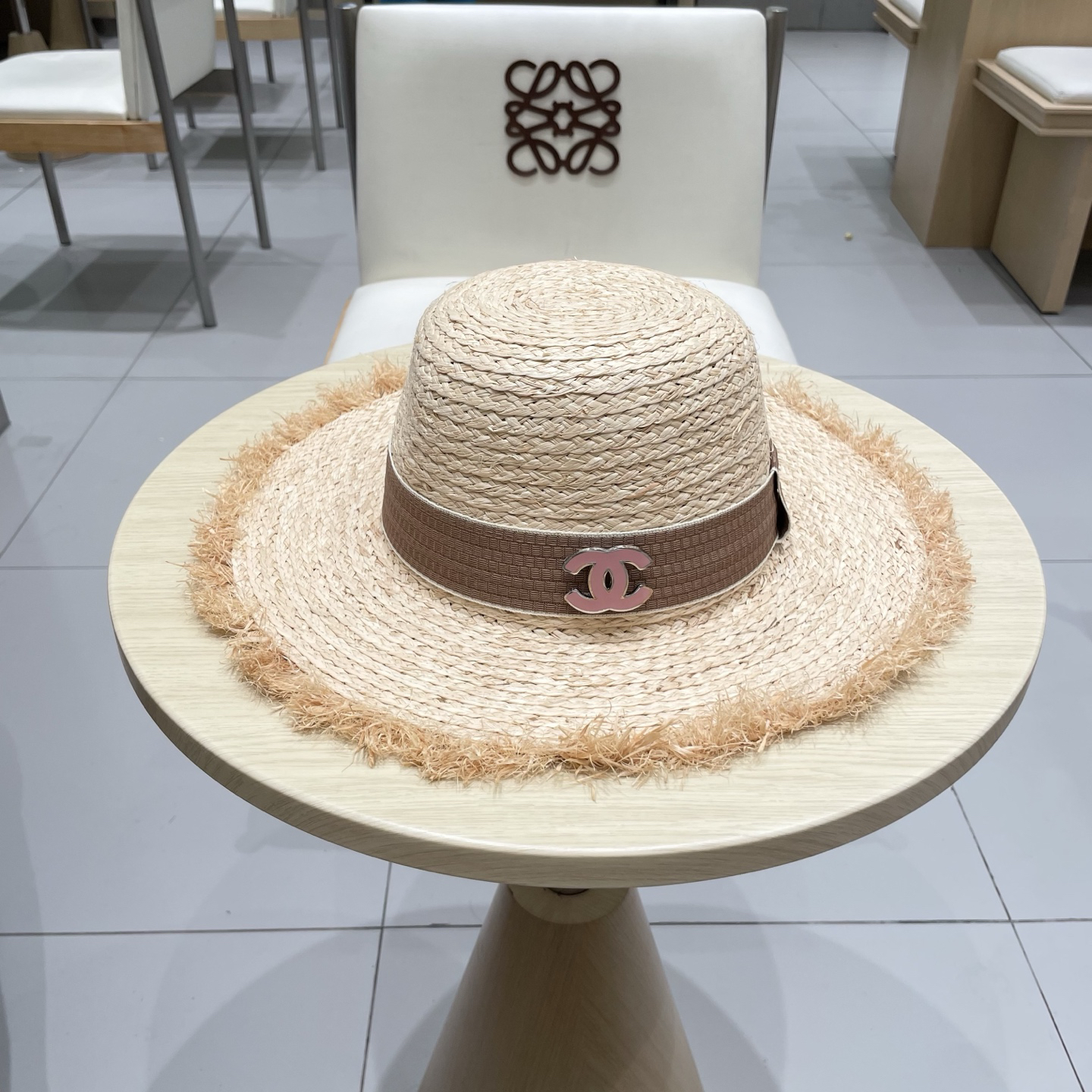シャネル「Chanel」ラフィア ワイドブリム サンハット ハット