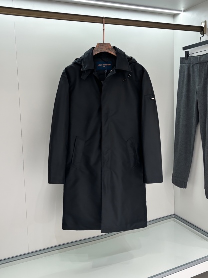 ルイ・ヴィトン「Louis Vuitton」24 FW秋冬新作ブラックナイロン素材取り外し可能な連帽ダウン