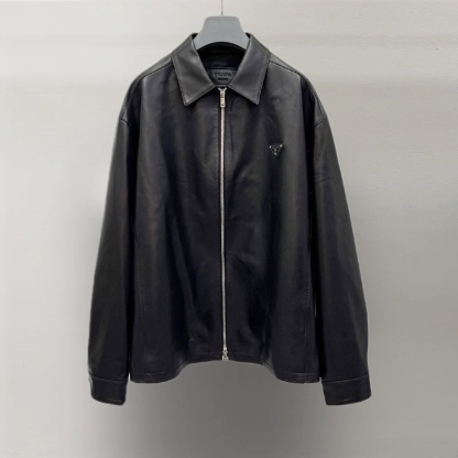 プラダ「Prada」トライアングルロゴ レザージャケット