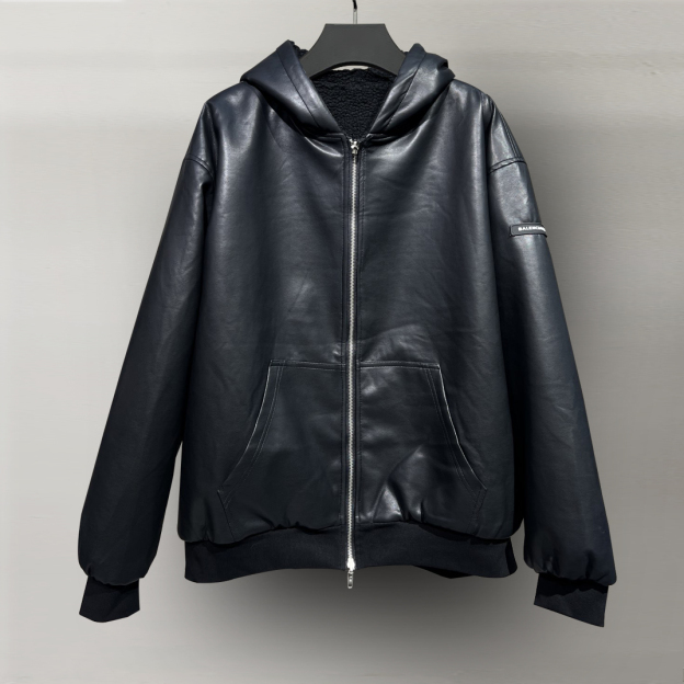 バレンシアガ「Balenciaga」‌最新24 FWカフステディラム毛リバーシブルレザージャケット