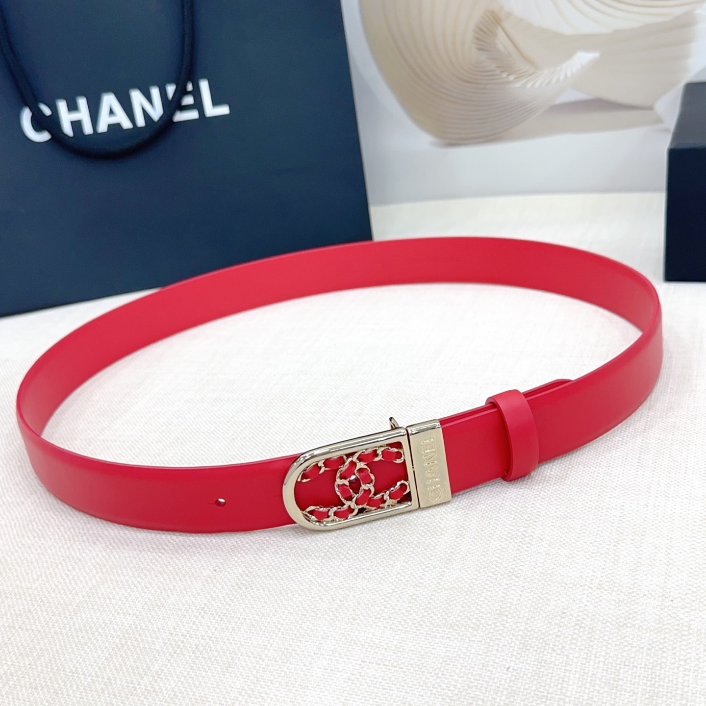 シャネル「Chanel」ダブルフェイス レザー ベルト100CM
