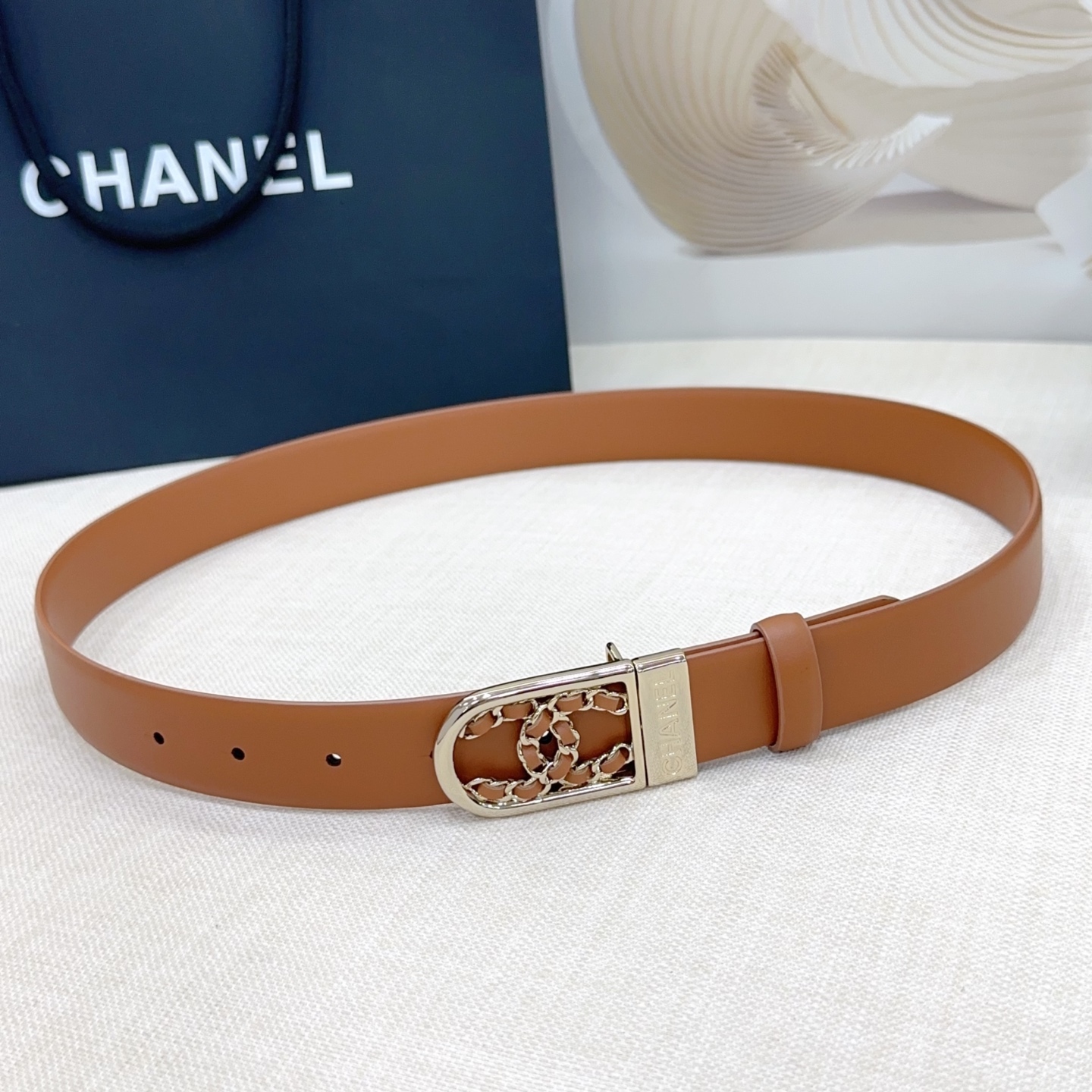 シャネル「Chanel」ダブルフェイス レザー ベルト100CM