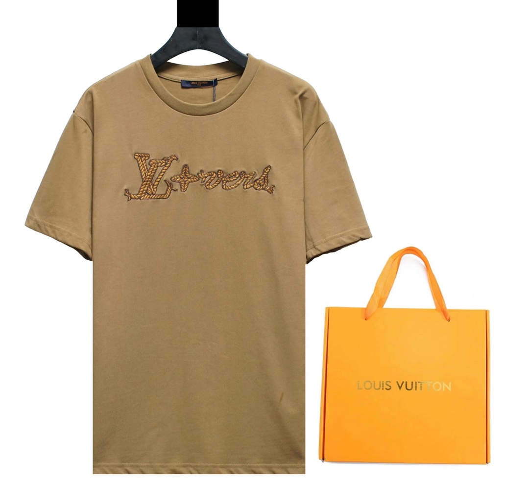 ルイ・ヴィトン「Louis Vuitton」ラリアットレターロゴ刺繍半袖Tシャツ