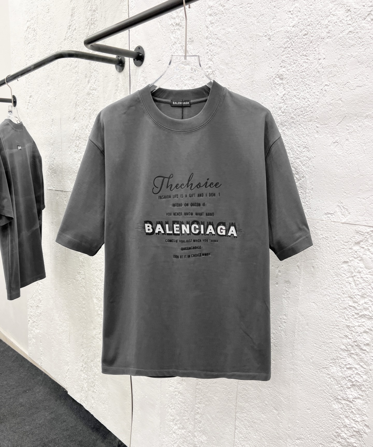 バレンシアガ「Balenciaga」ハイネックプレミアムコットン半袖Tシャツ