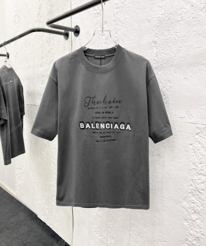 バレンシアガ「Balenciaga」ハイネックプレミアムコットン半袖Tシャツ
