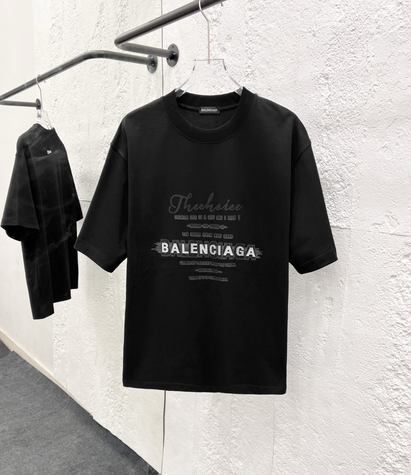 バレンシアガ「Balenciaga」ハイネックプレミアムコットン半袖Tシャツ