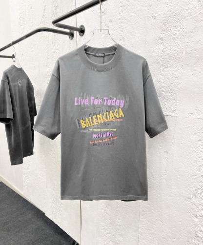 バレンシアガ「Balenciaga」ハイネックプレミアムコットン半袖Tシャツ