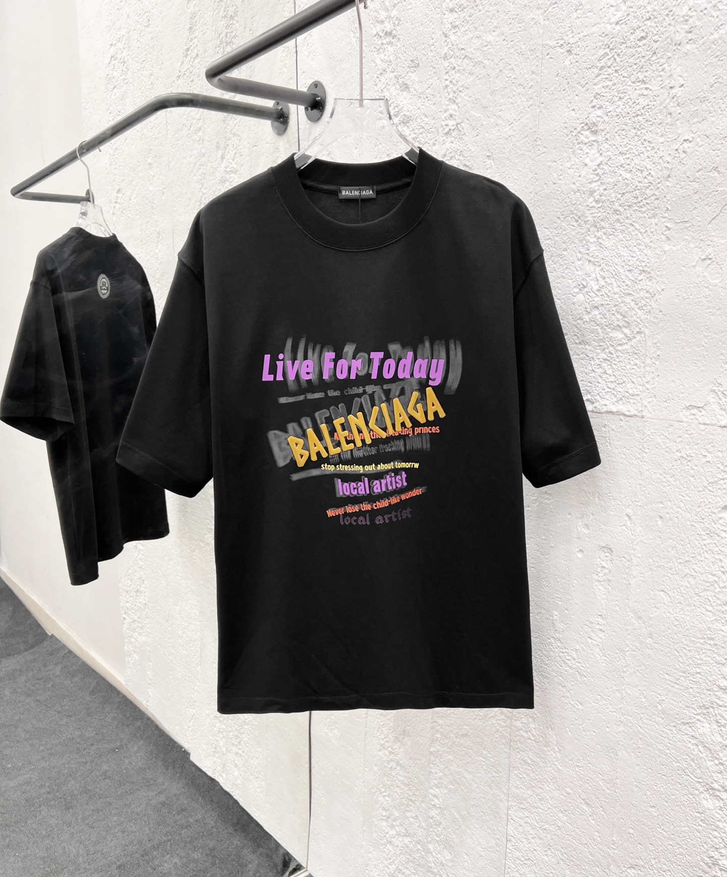バレンシアガ「Balenciaga」ハイネックプレミアムコットン半袖Tシャツ