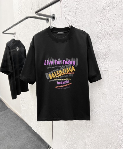 バレンシアガ「Balenciaga」ハイネックプレミアムコットン半袖Tシャツ