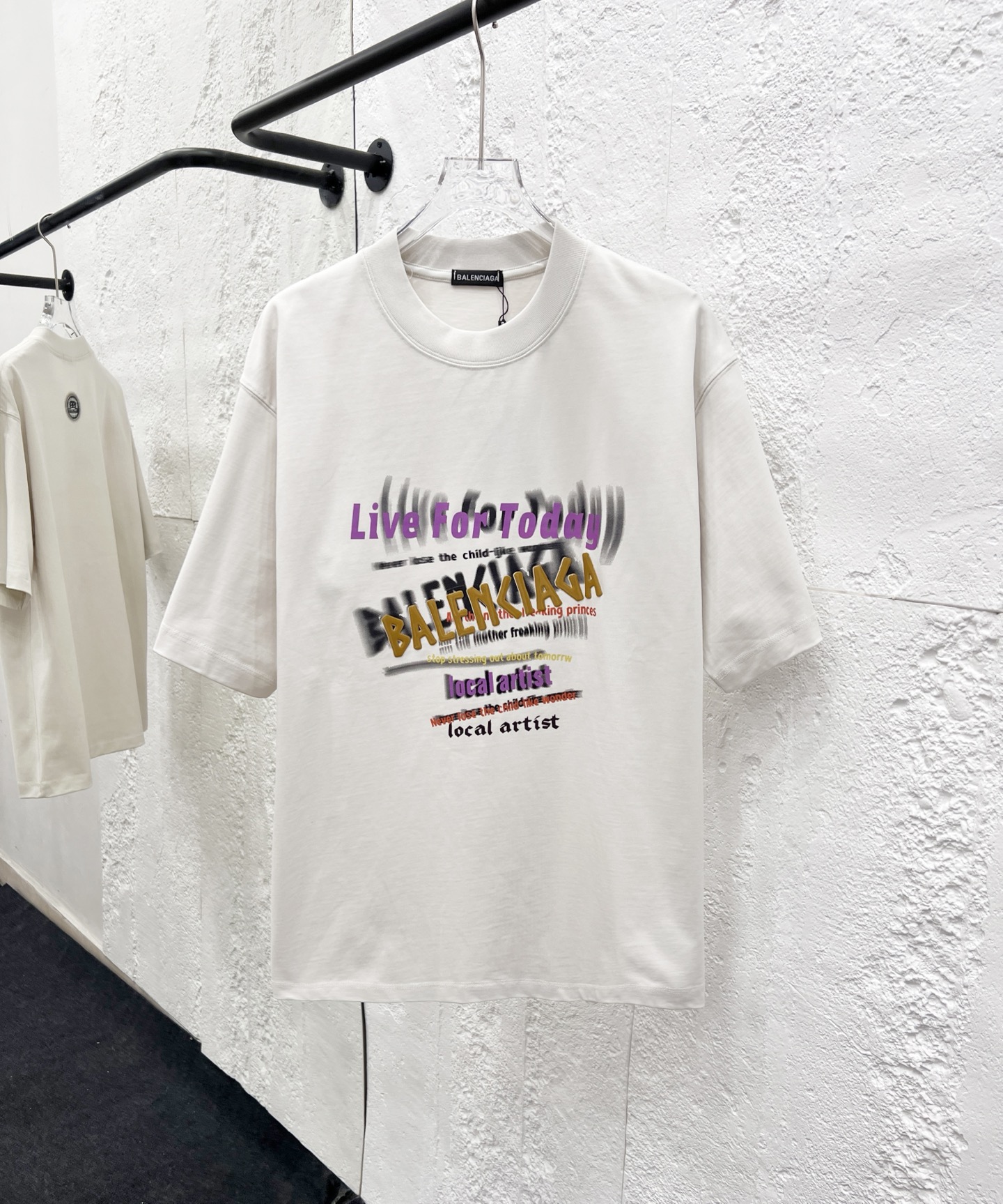 バレンシアガ「Balenciaga」ハイネックプレミアムコットン半袖Tシャツ