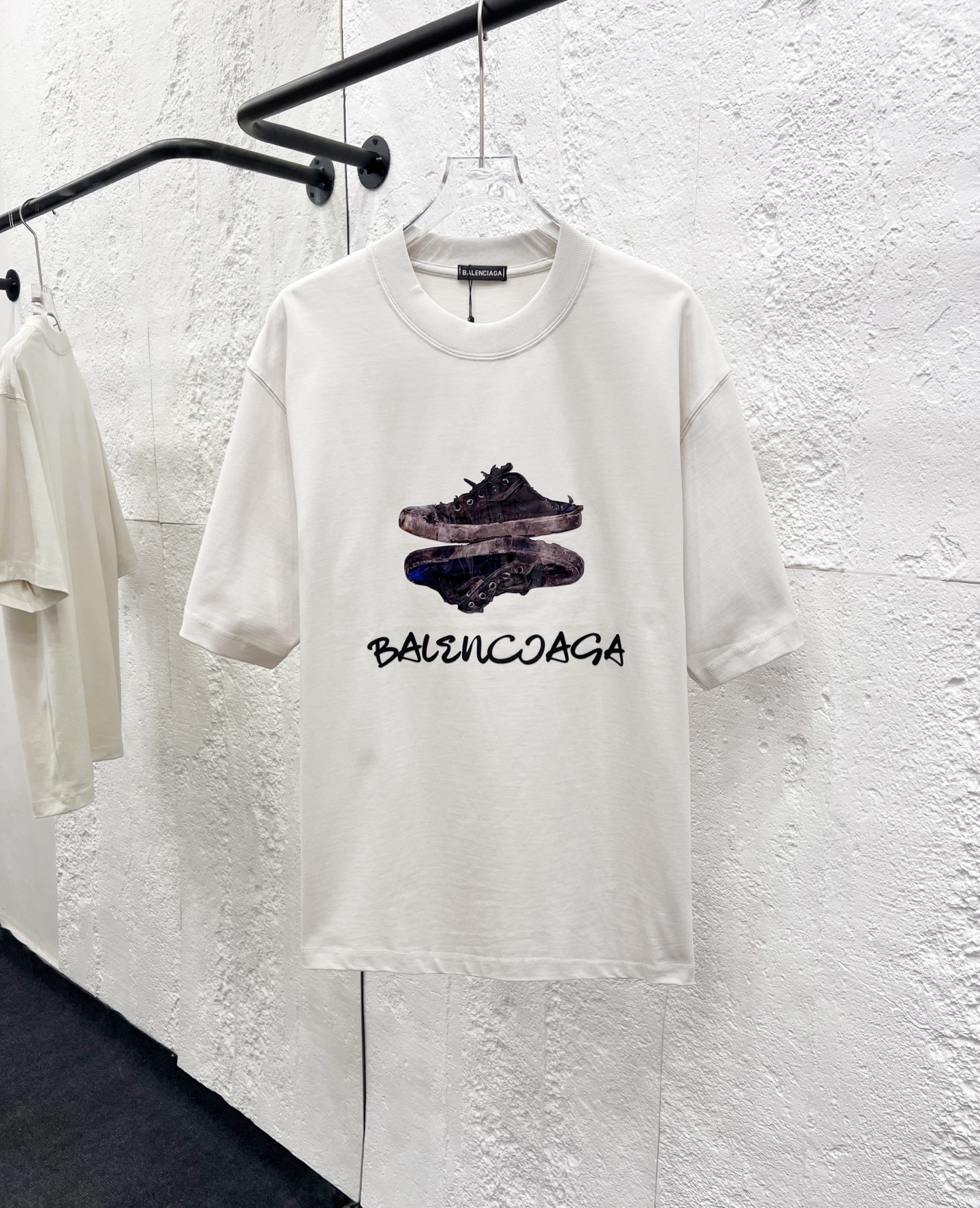 バレンシアガ「Balenciaga」ハイネックプレミアムコットン半袖Tシャツ