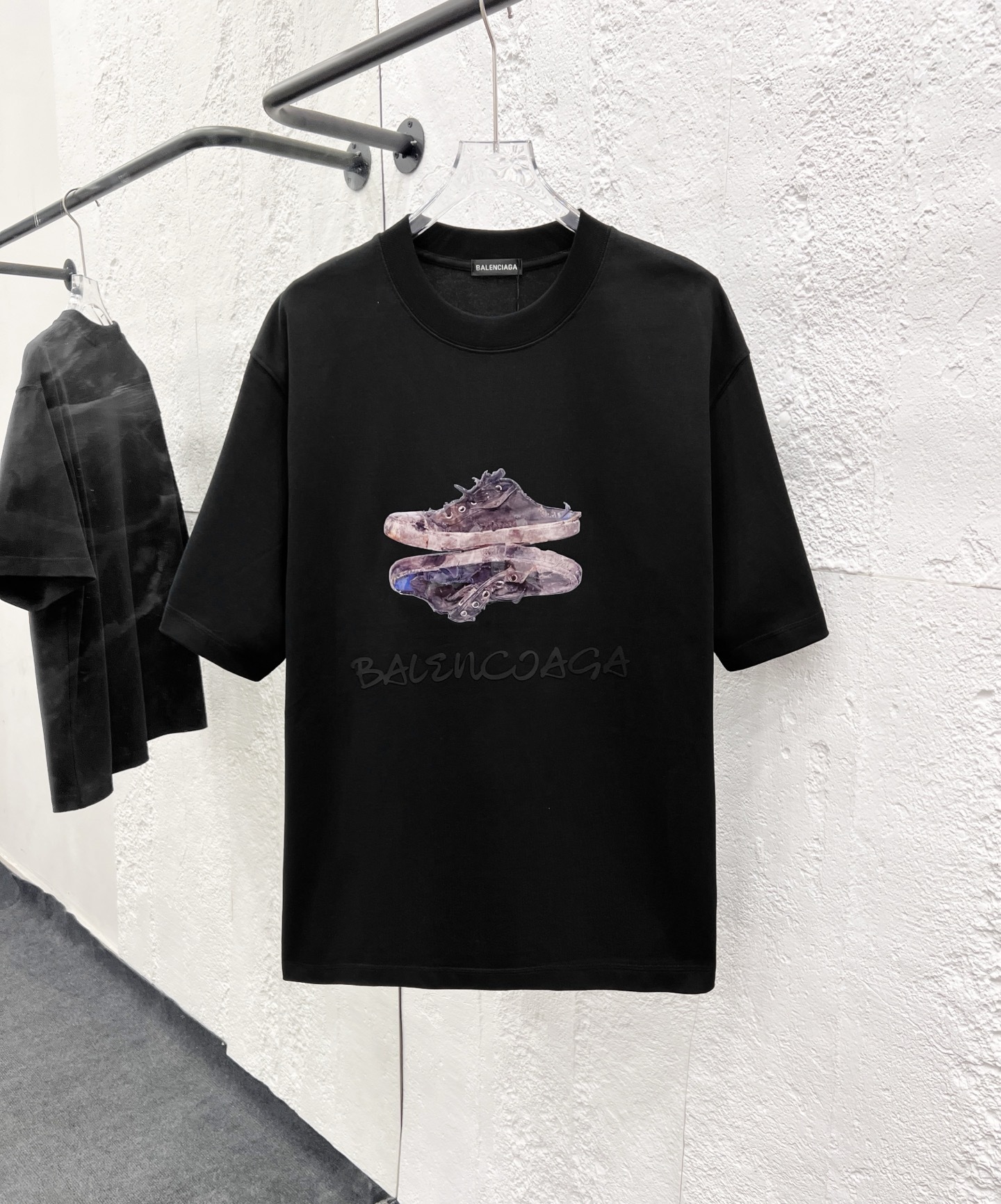 バレンシアガ「Balenciaga」ハイネックプレミアムコットン半袖Tシャツ