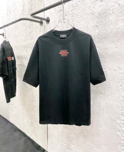 バレンシアガ「Balenciaga」ハイネックプレミアムコットン半袖Tシャツ