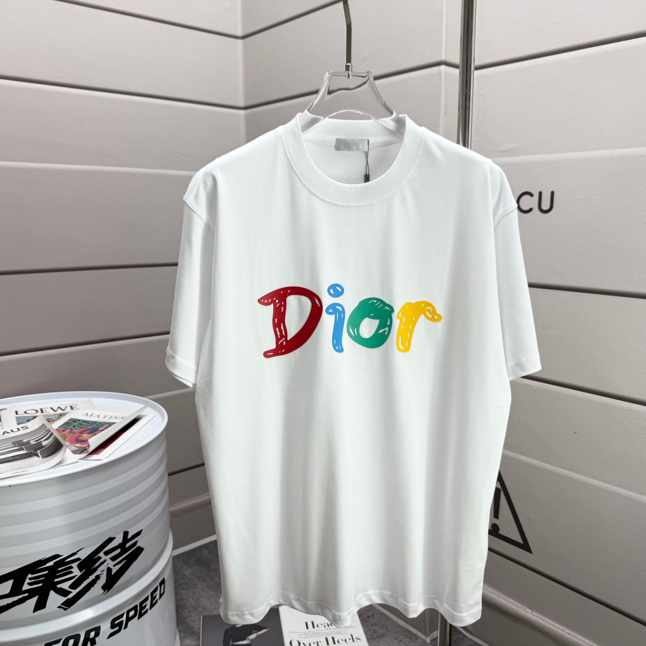ディオール「Dior」カラー レター シリコン プリント Tシャツ
