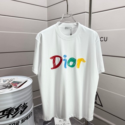 ディオール「Dior」カラー レター シリコン プリント Tシャツ