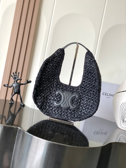 セリーヌ「Celine」CLASSIC PANIER ラフィア ショルダーバッグ