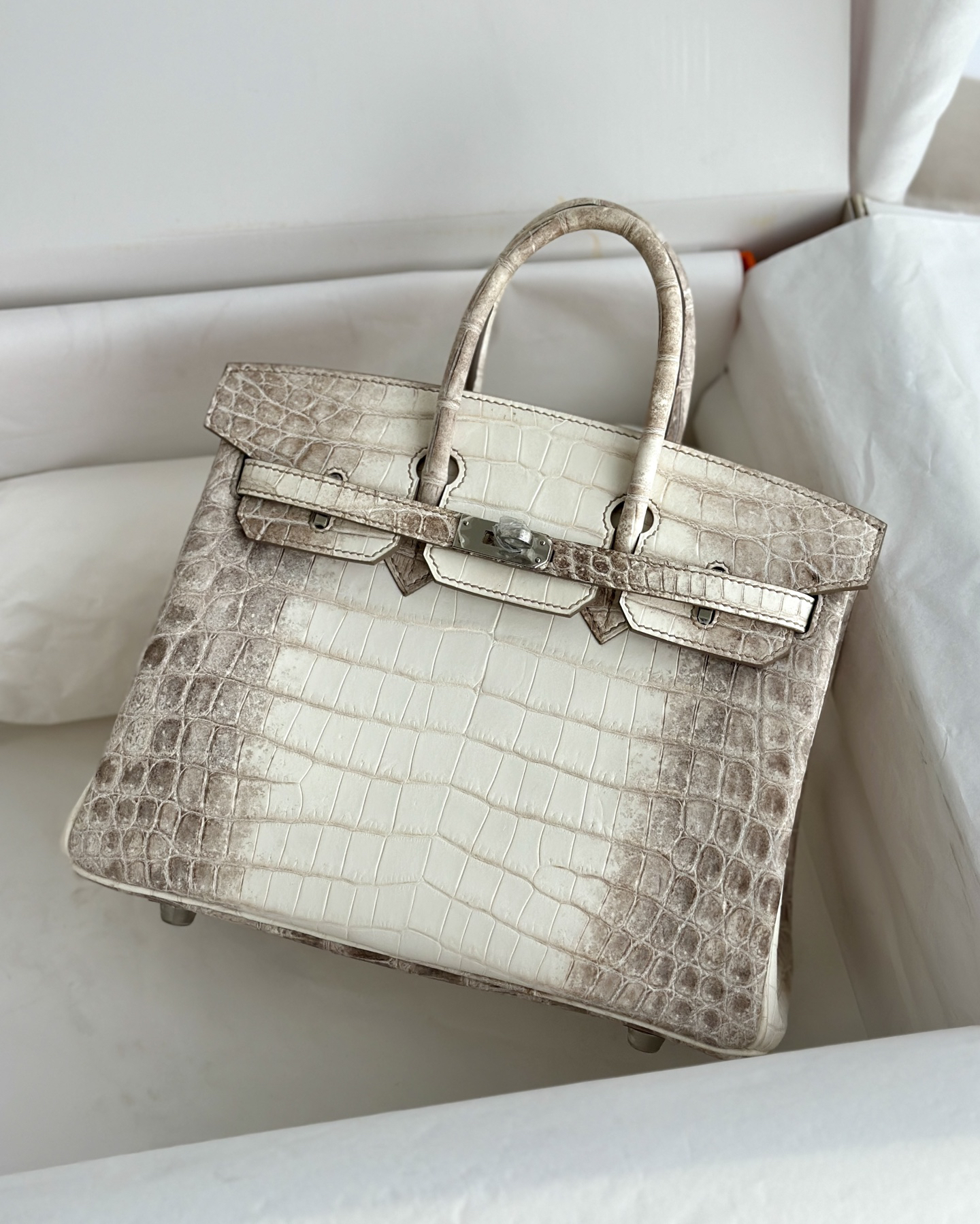 エルメス「Hermès」ヒマラヤン マット クロコダイル レザー ハンドバッグ