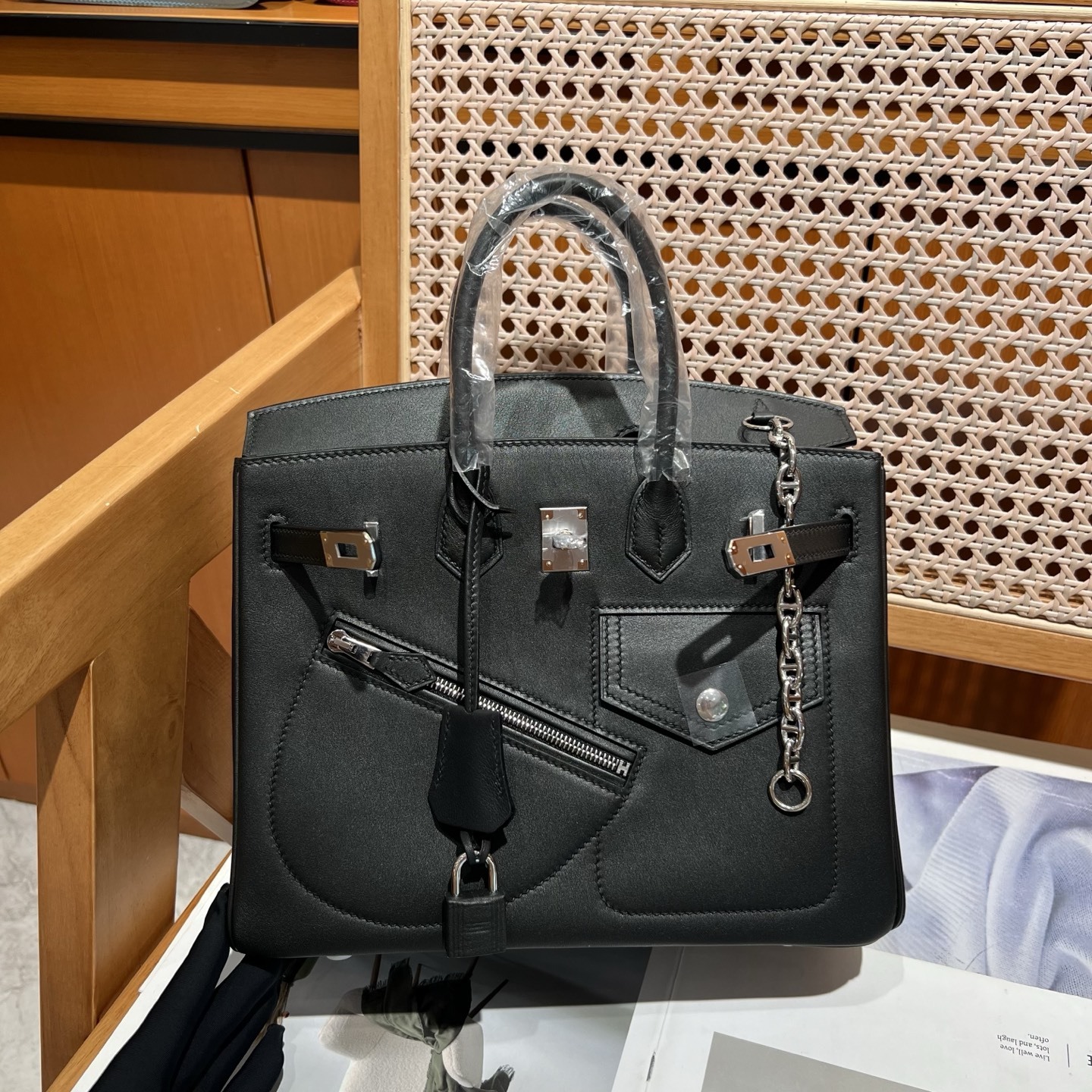 エルメス「Hermès」Rock ブラック スウィフトレザー シルバーハードウェア バッグ