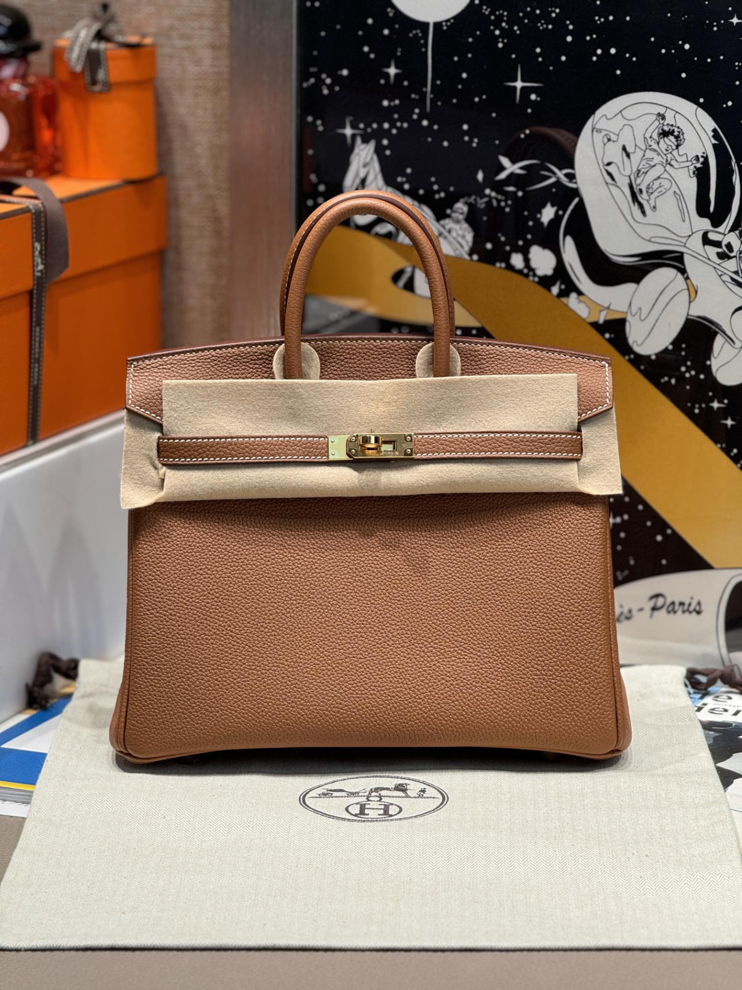 エルメス「Hermès」クーピドンゴールドブラウン スウィフトレザー ゴールドハードウェア バッグ
