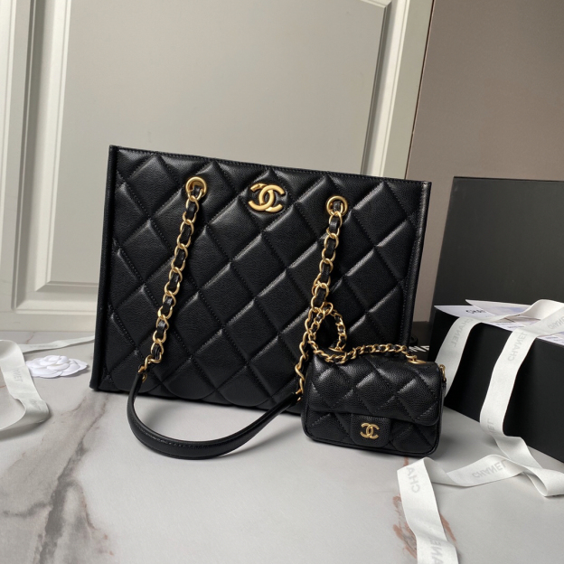 シャネル「Chanel」キャビアレザー チェーン トートバッグ レディース ショルダーバッグ
