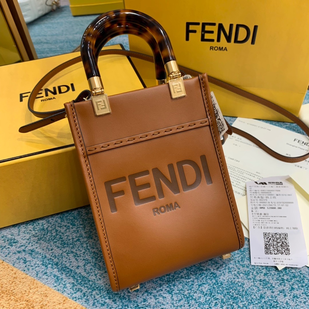 フェンディ「Fendi」Sunshine ミニ レザー ハンドバッグ