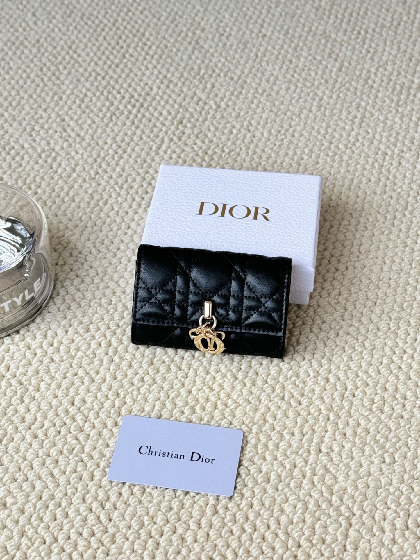 ディオール「Dior」マイ グリシン ウォレット ピンク ラムスキン カナージュ