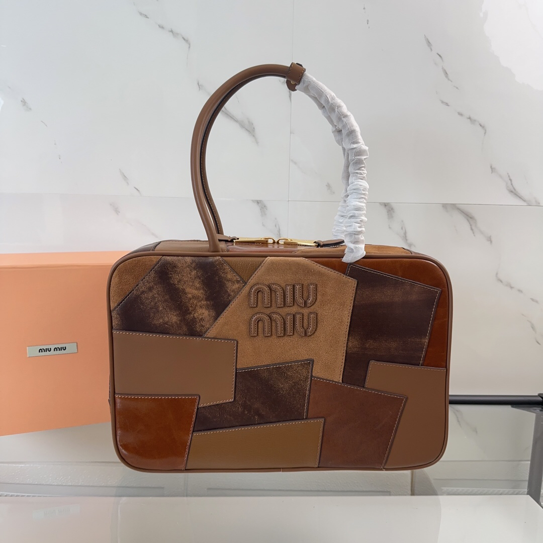 ミュウミュウ「Miu Miu」パッチワーク トートバッグ マルチレザー ラージサイズ