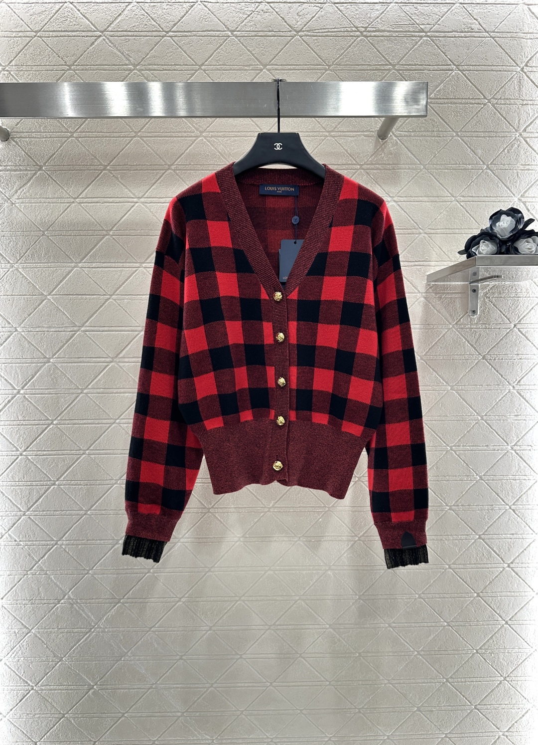 ルイ・ヴィトン「Louis Vuitton」 25FW ダマスカスチェック カーディガン