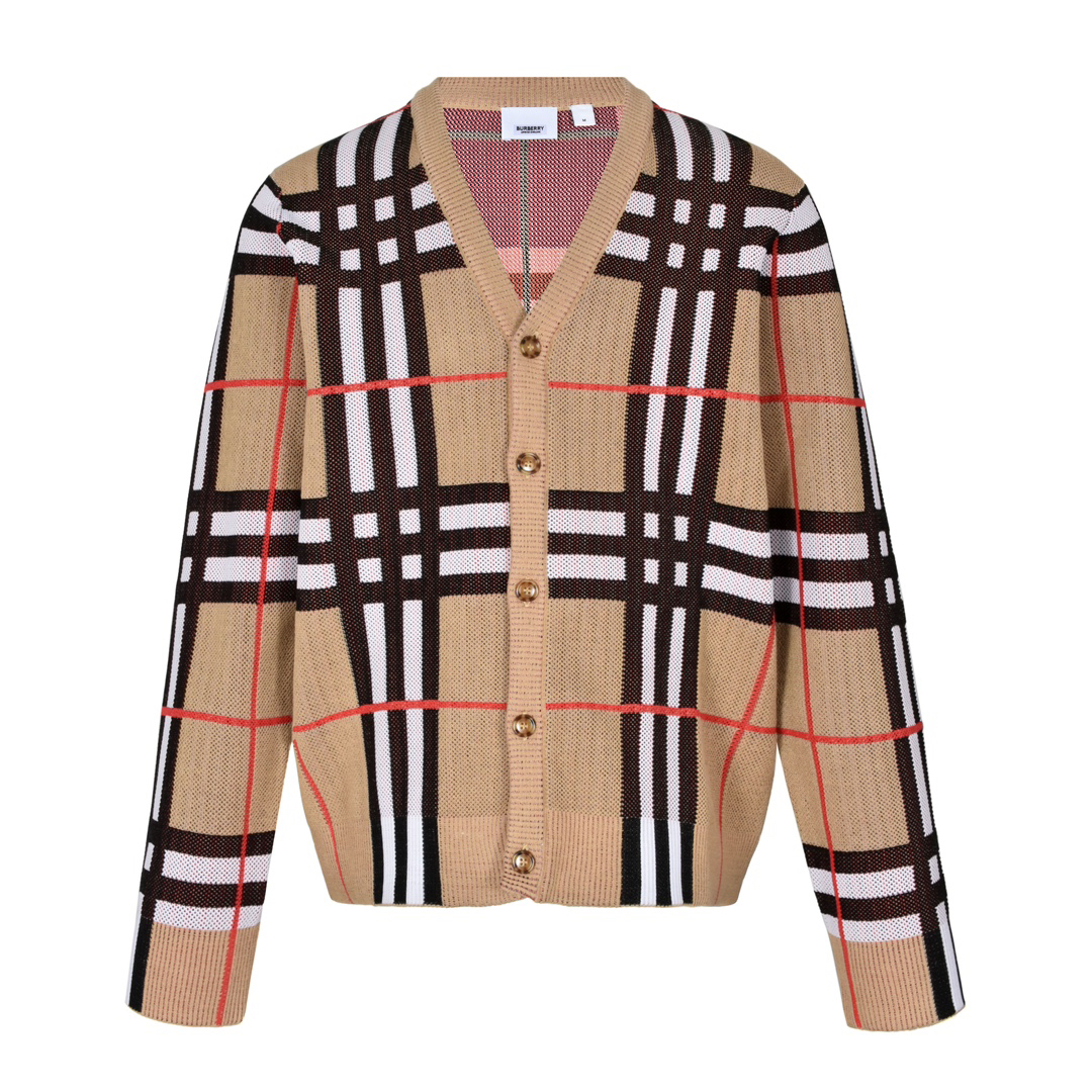 バーバリー「Burberry」23FW メッシュ チェック ウール ニット