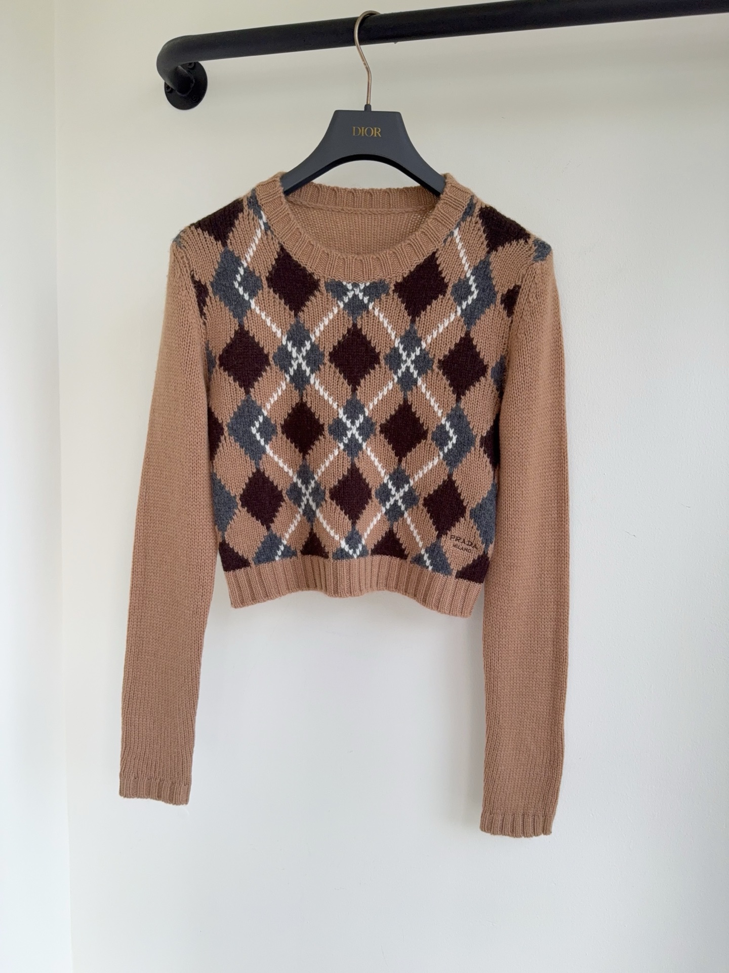 プラダ「Prada」カラーブロックジャカードニットトップ