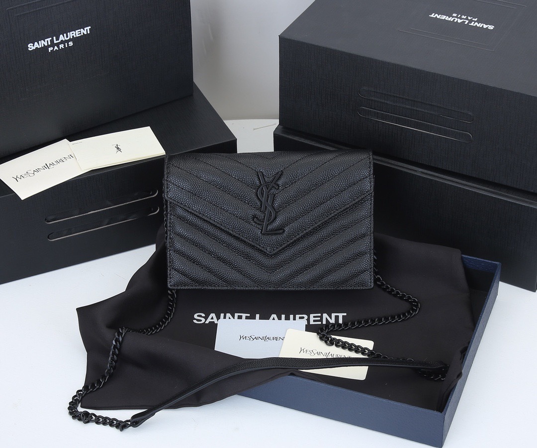 サンローラン「Saint Laurent」なし☆YSL モノグラム エンベロープ チェーンウォレット