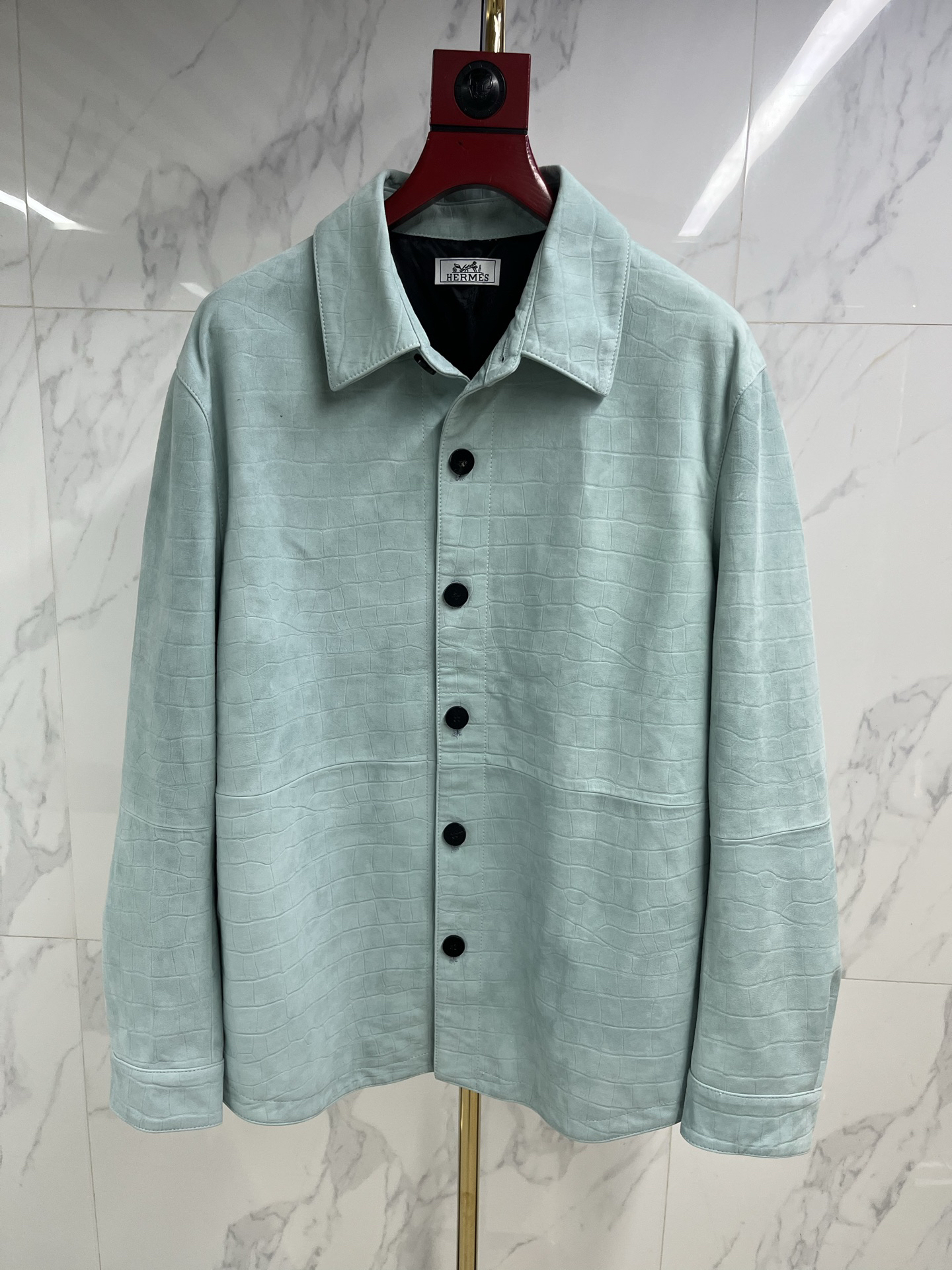 エルメス「Hermès」オレンジカラー スエードエンボス ジャケット