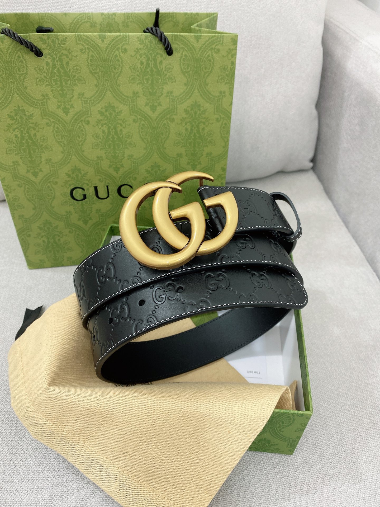 グッチ「Gucci」インターロッキングG バックル付き ワイドベルト